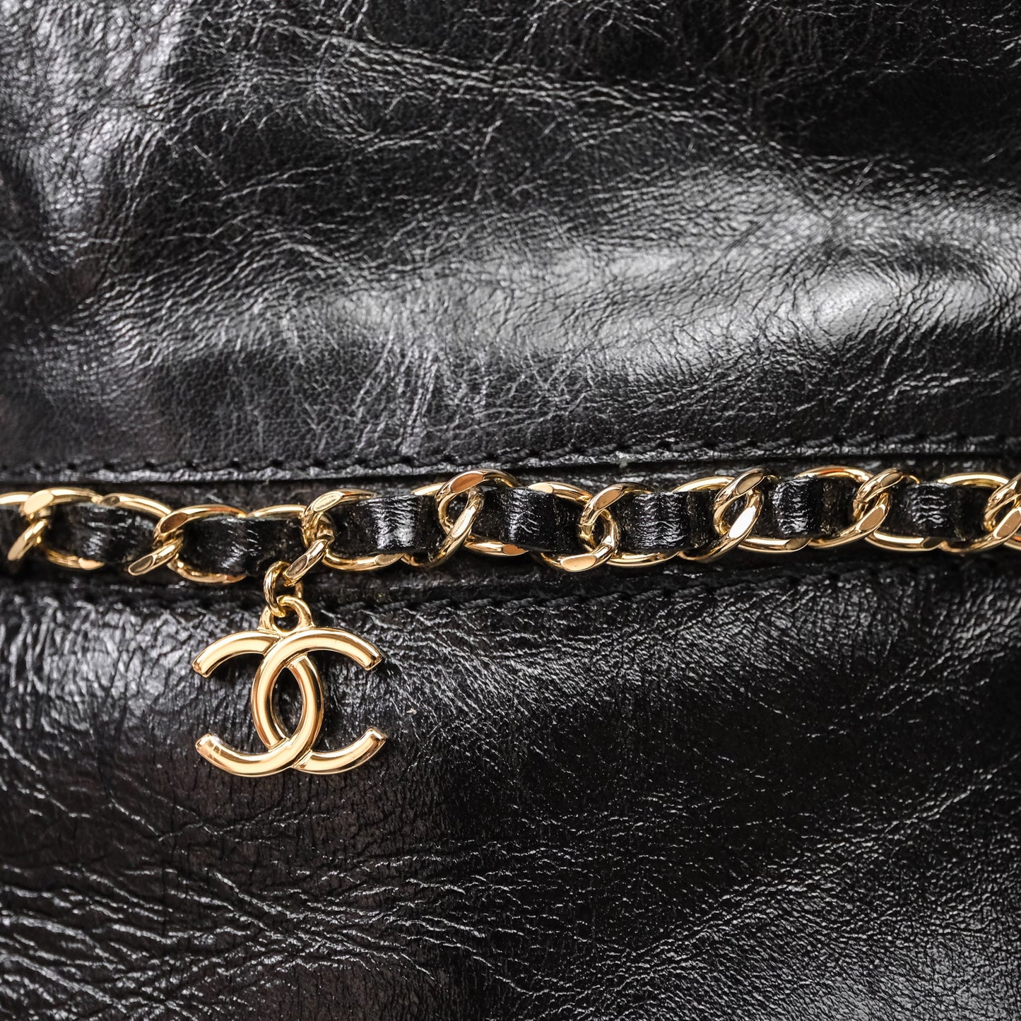 Chanel CC Black Leather Chain Ankle Boots Size 39