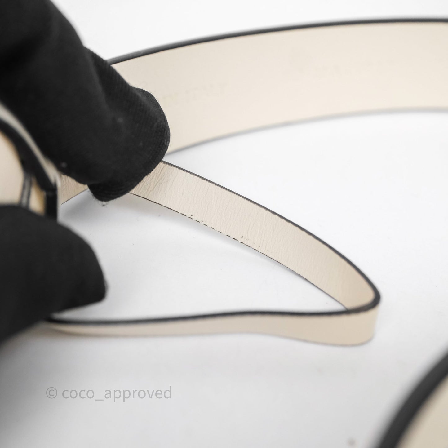 Christian Dior Saddle Belt Ivory White Calfskin Gold Hardware 20mm Size 70