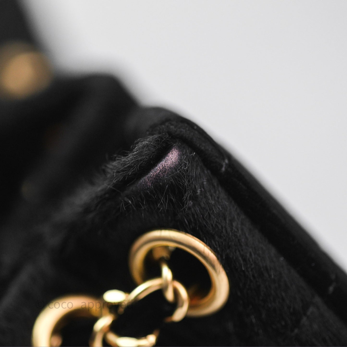 Chanel Vintage Quilted Drawstring Tote Bag Pony Hair Velvet Gold Hardware
