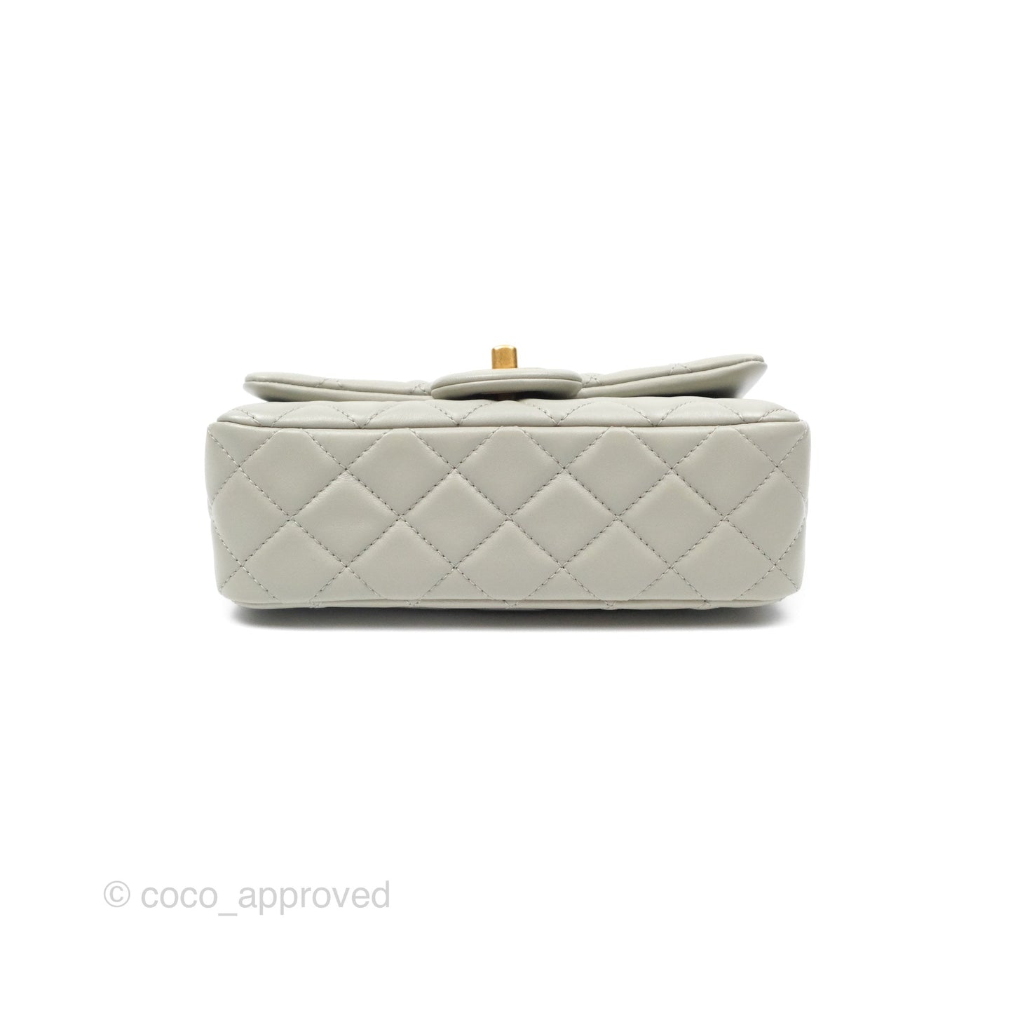 Chanel Pearl Crush Mini Rectangular Grey Lambskin Aged Gold Hardware