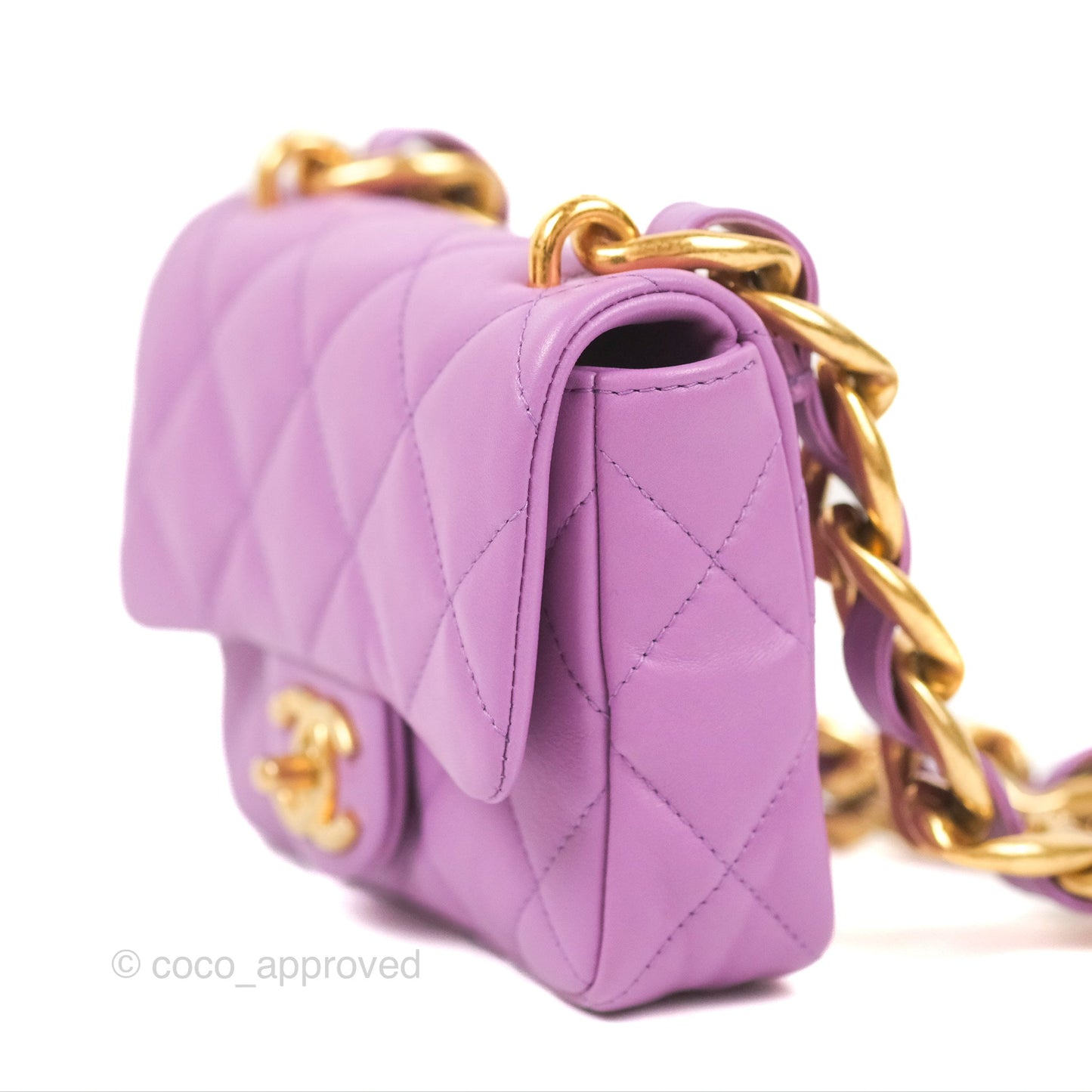 Chanel Quilted Mini CC Funky Town Flap Purple Lambskin Gold Hardware