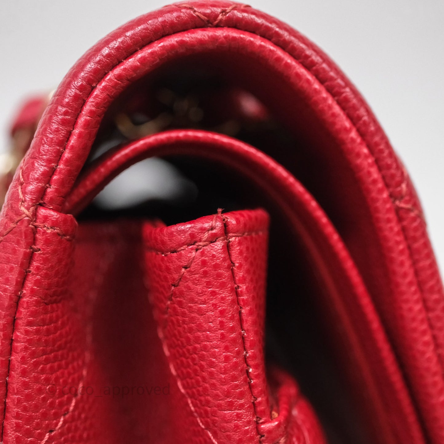 Chanel Classic M/L Medium Flap Quilted Red Caviar Gold Hardware