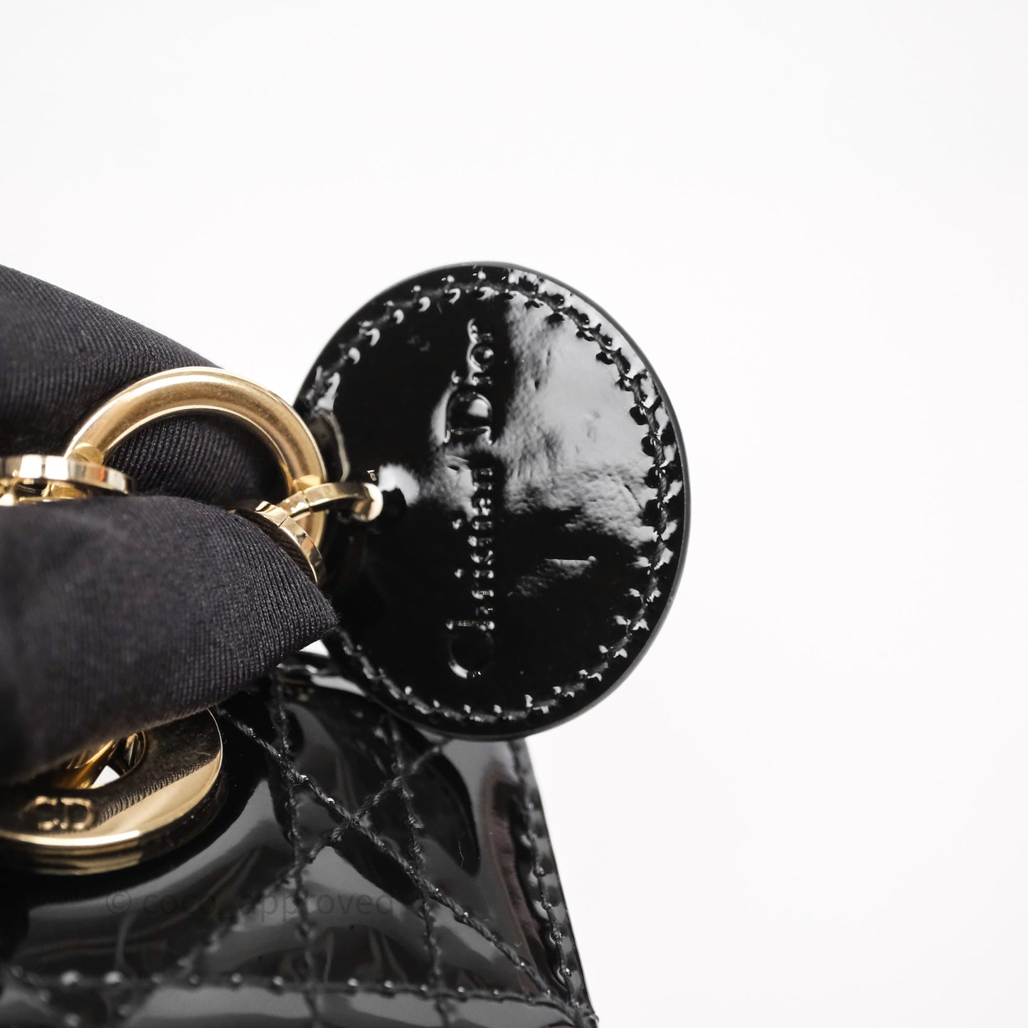 Christian Dior Micro Lady D-Joy Bag Black Patent Cannage Calfskin Gold Hardware