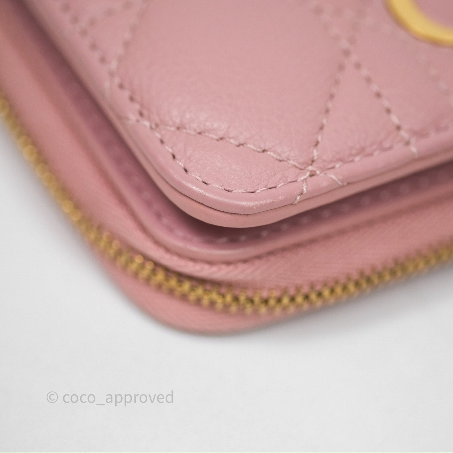 Christian Dior Medium Caro Scarlet Zipped Wallet Pink Cannage Calfskin