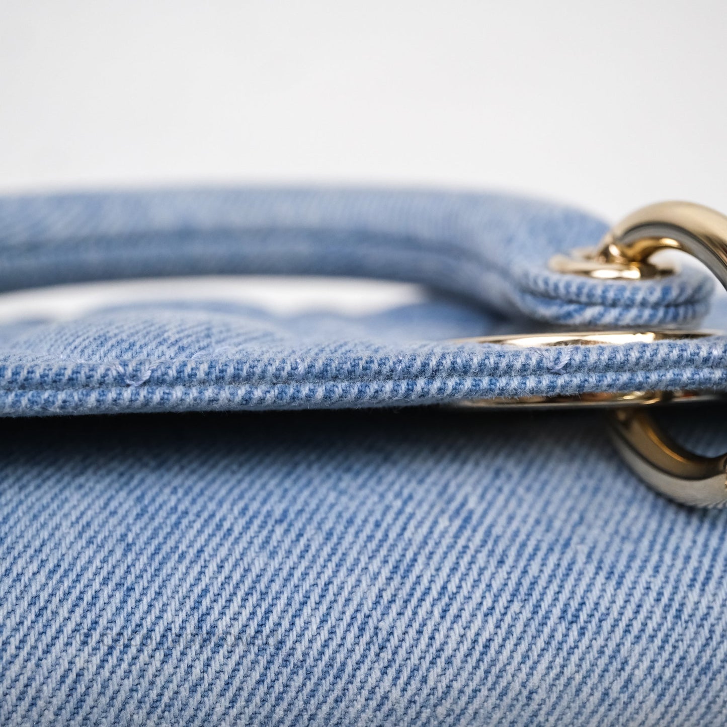 Christian Dior Small Lady D-Joy Bag Washed Blue Denim Cannage Gold Hardware