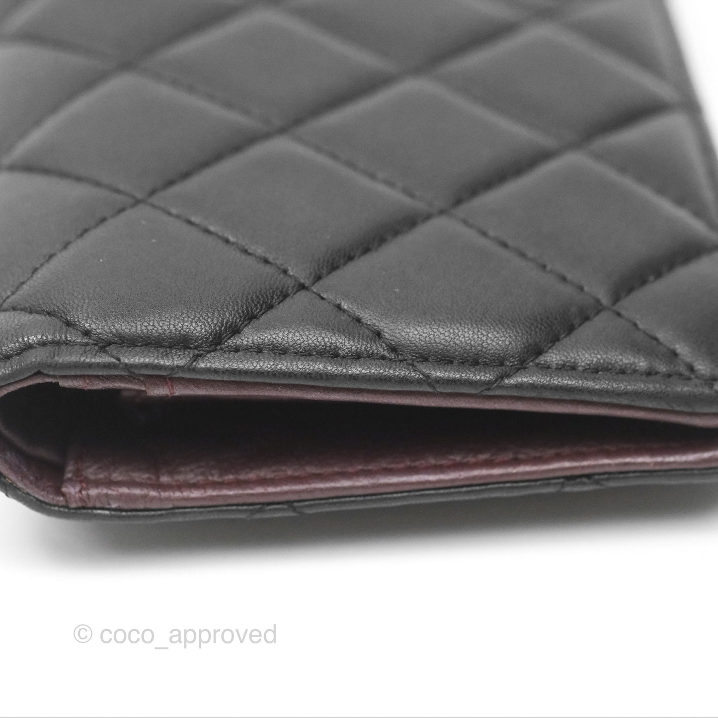 Chanel Classic Quilted Long Wallet Black Lambskin Silver Hardware