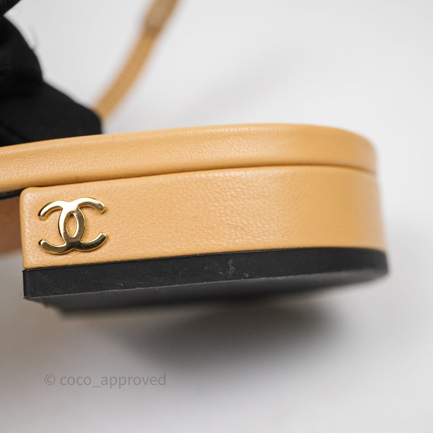 Chanel Classic Slingback Flats Beige Black Size 36