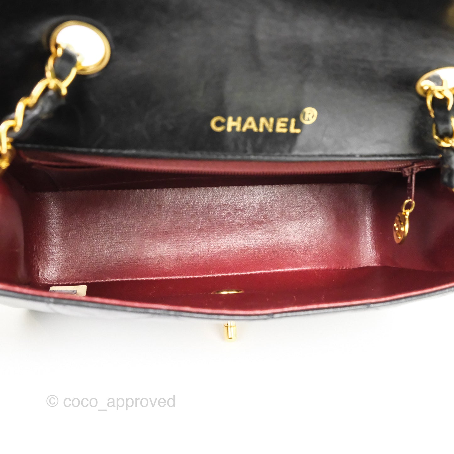 Chanel Vintage Small Classic Diana Quilted Black Lambskin 24K Gold Hardware