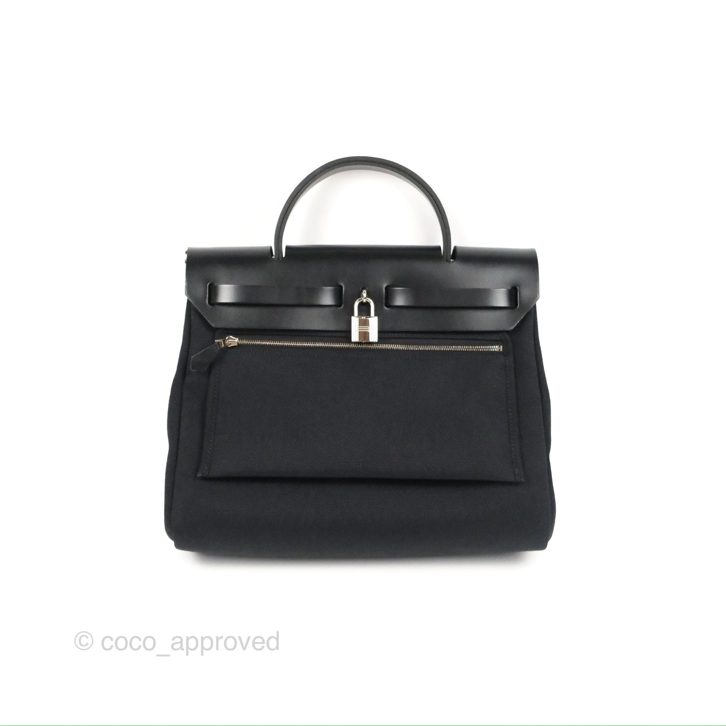 Hermès Herbag Zip 31 Retourne Black Canvas Palladium Hardware