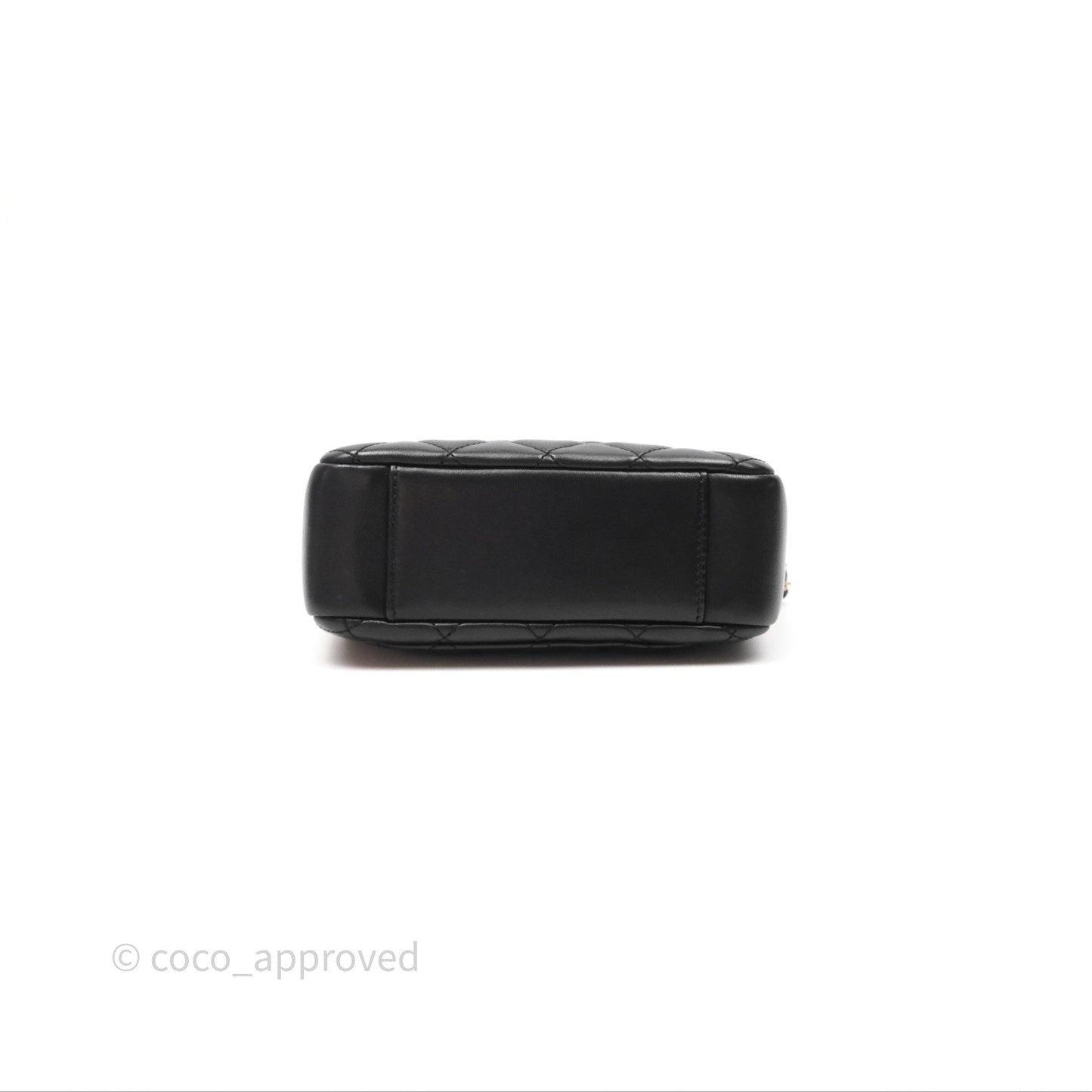 Chanel Quilted CC Pearl Crush Camera Case Black Lambskin Gold Hardware