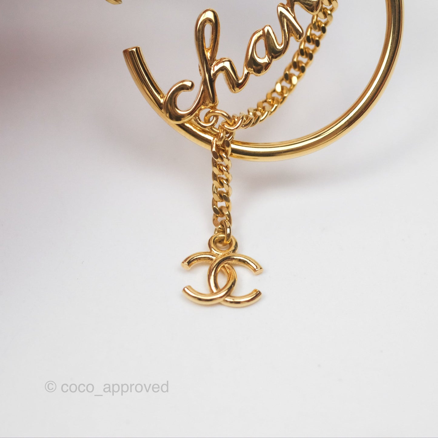 Chanel CC Logo Hoop Earrings Gold Tone 24C