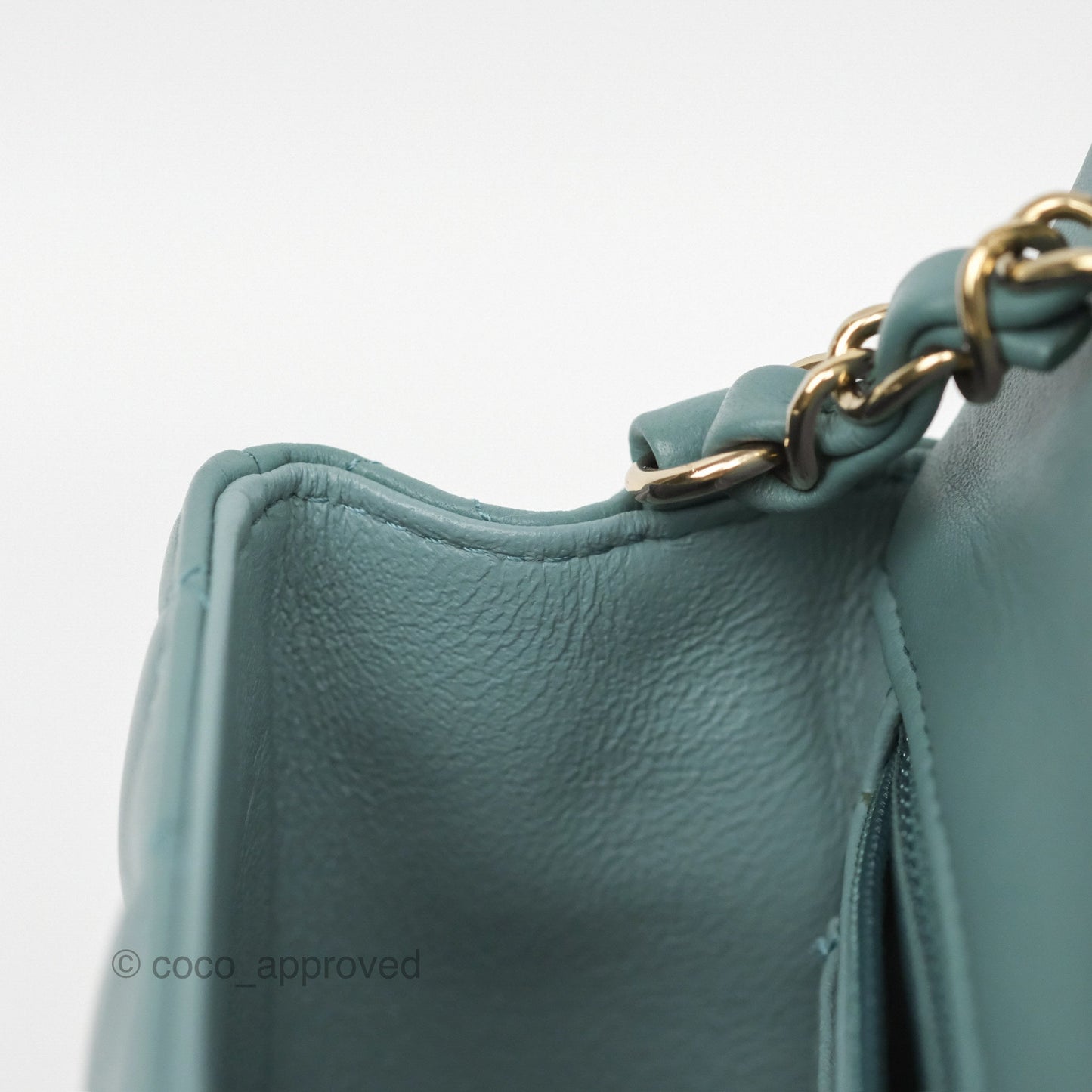 Chanel Quilted Mini Rectangular Flap Turquoise Blue Lambskin Gold Hardware