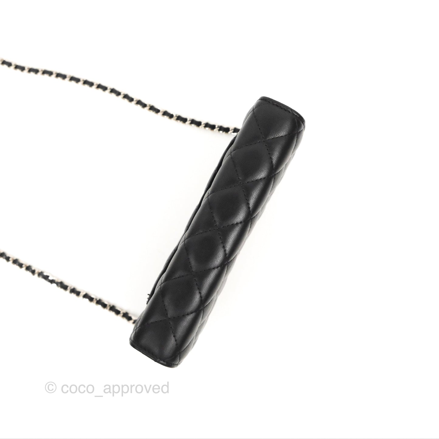 Chanel Classic Quilted Wallet On Chain WOC Black Lambskin Silver Hardware