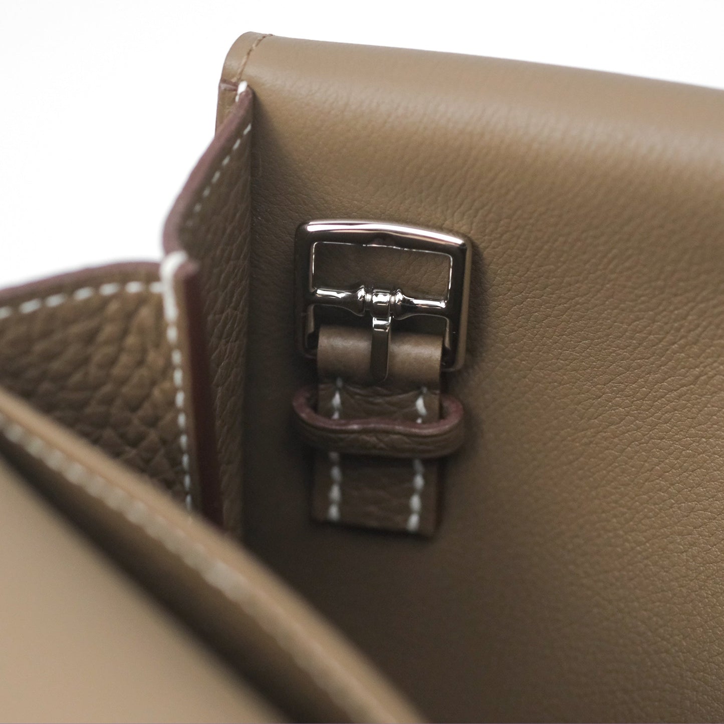 Hermès Halzan 25 Etoupe Clemence Palladium Hardware