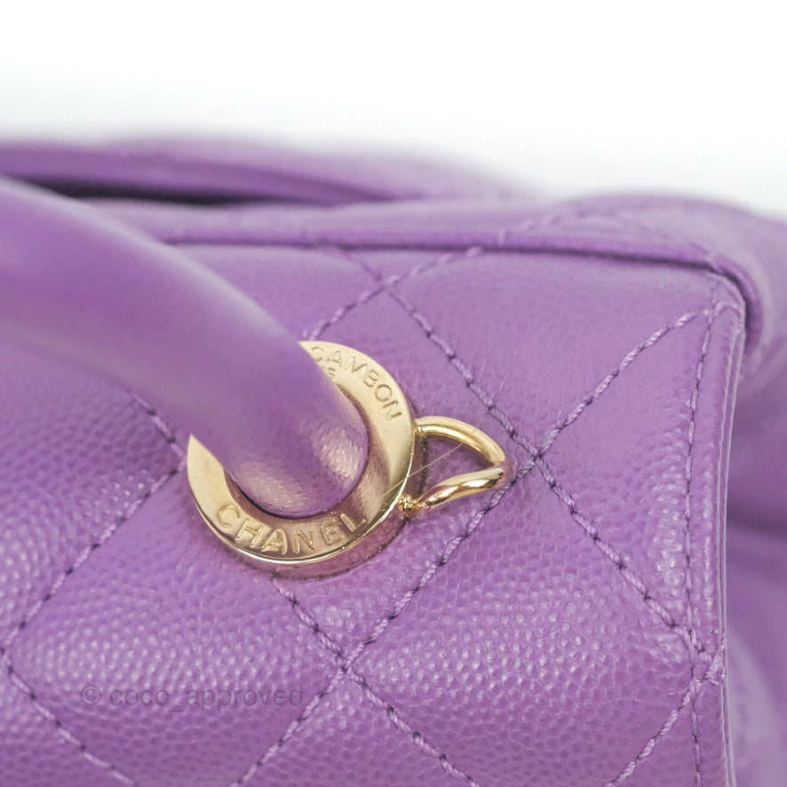 Chanel Mini Coco Handle Quilted Purple Caviar Gold Hardware