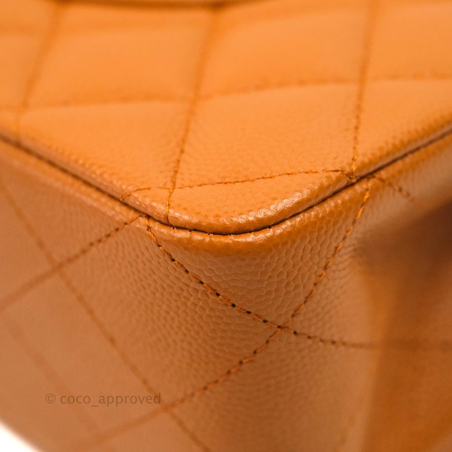 Chanel Classic M/L Medium Double Flap Caramel Caviar Gold Hardware 21A