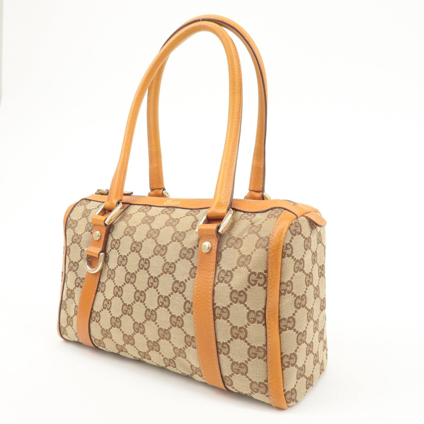 Luxury Gucci Trending 2025 Abbey GG Canvas Leather Mini Boston Bag Beige Orange