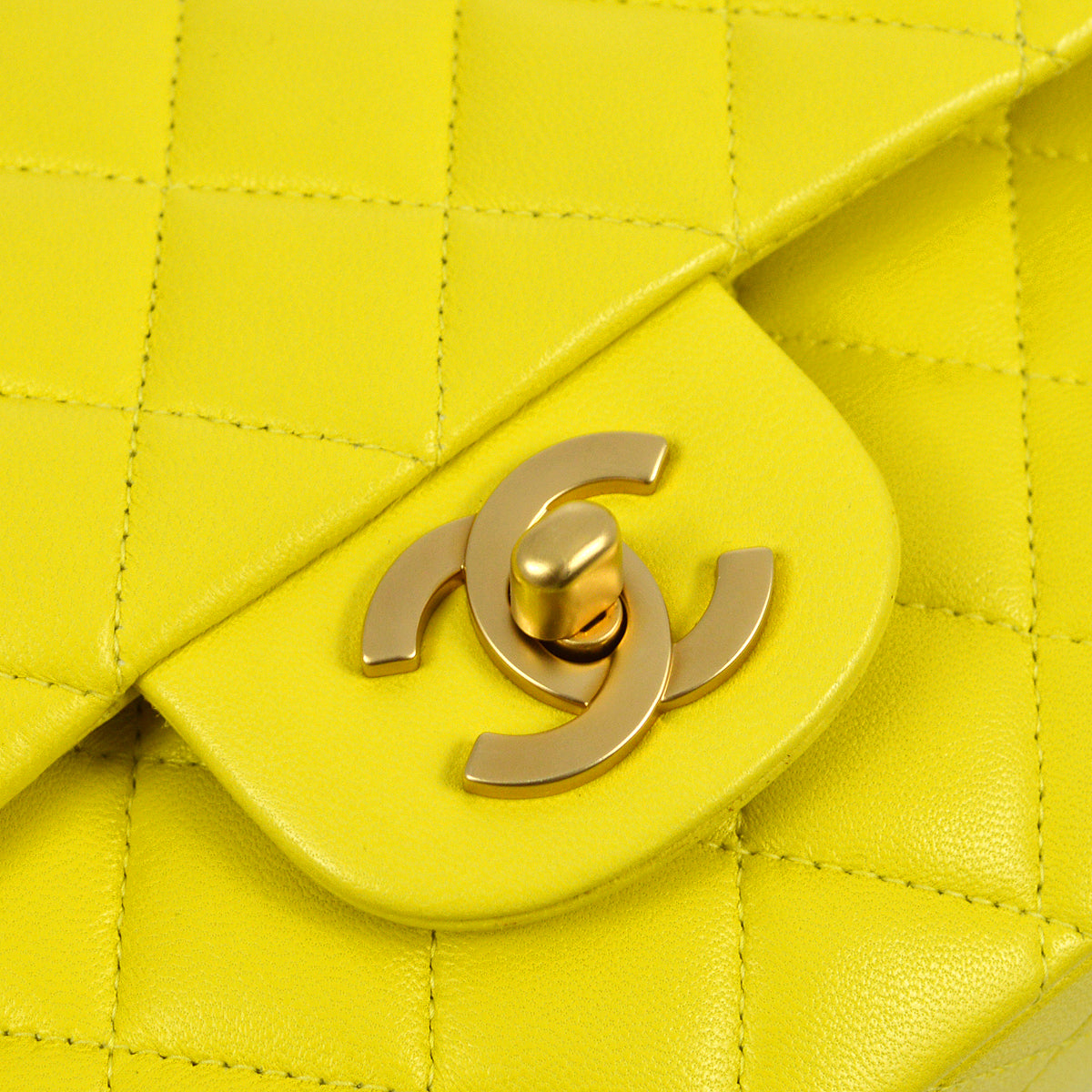 Chanel * 2000-2001 Yellow Lambskin Medium Classic Double Flap Bag
