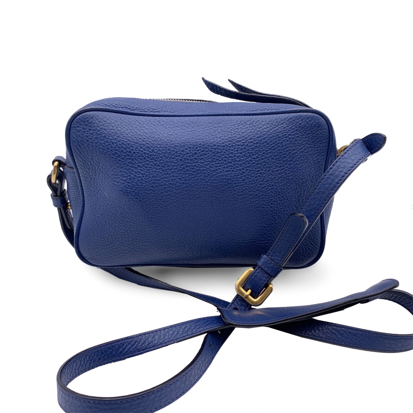 Luxury PradaBlue Vitello Phenix Leather Crossbody Messenger Camera Bag