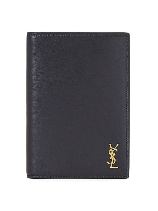 Luxury Saint Laurent Monogram Logo Card Passport Wallet Black