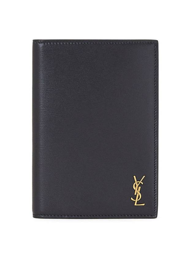Luxury Saint Laurent Monogram Logo Card Passport Wallet Black
