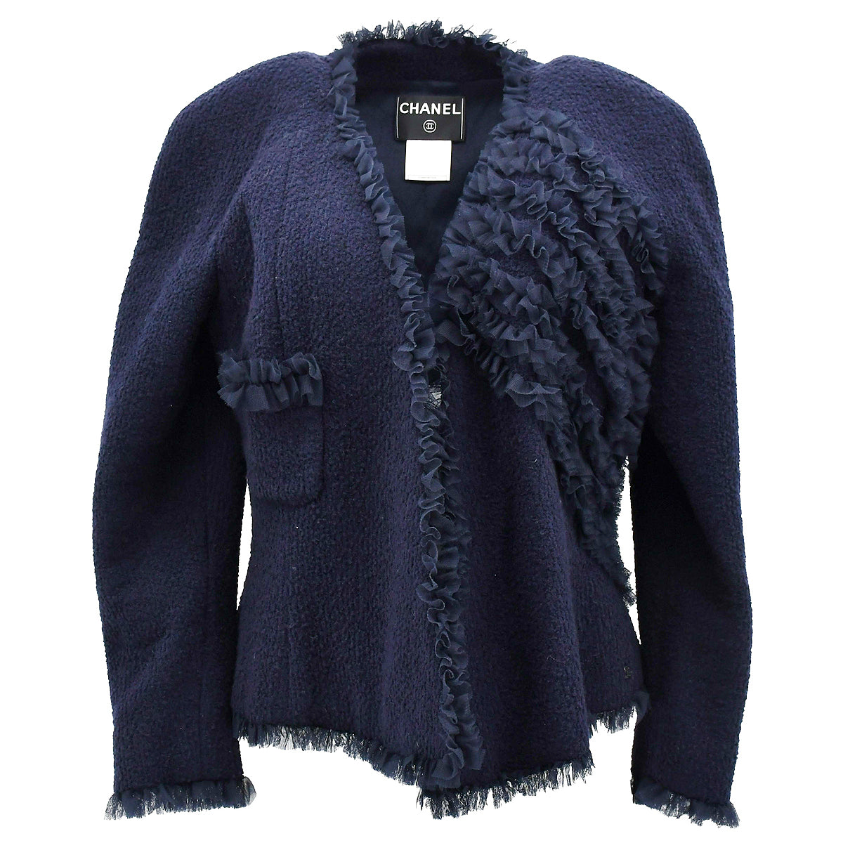Chanel Collarless Jacket Navy 02C #42