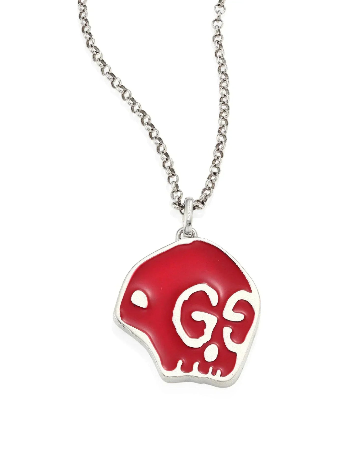 Luxury Gucci GG SKULL RED ENAMEL NECKLACE