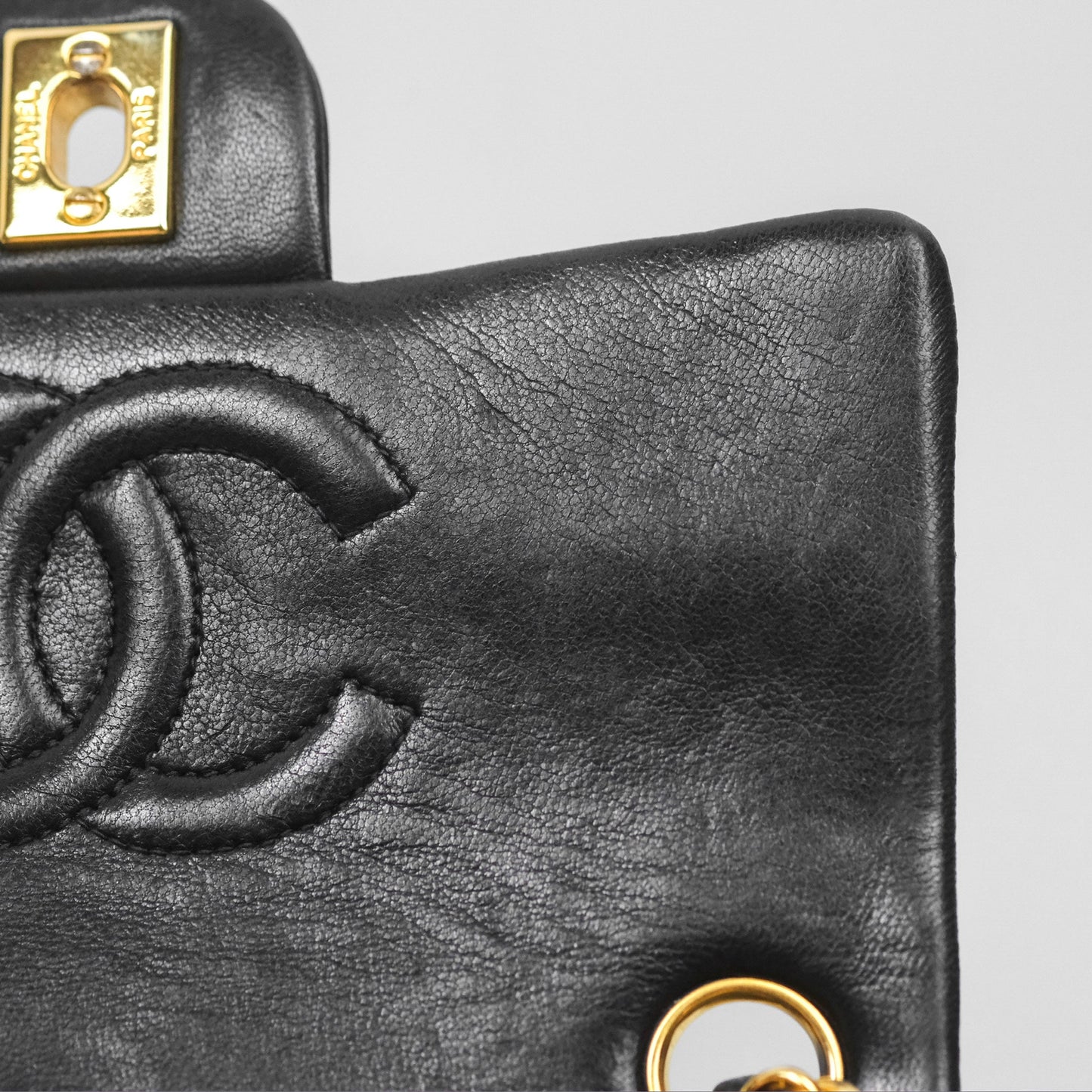 Chanel Vintage Mini Square Black Lambskin 24K Gold Hardware