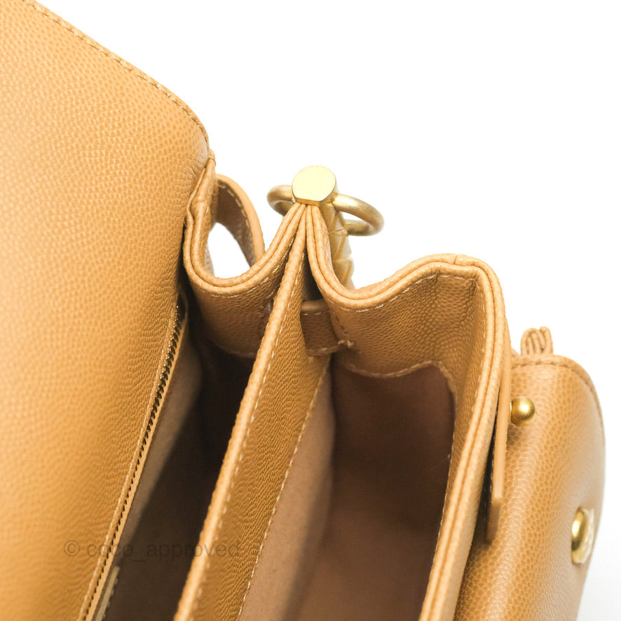 Chanel Mini Messenger Bag Beige Caviar Gold Hardware 21K