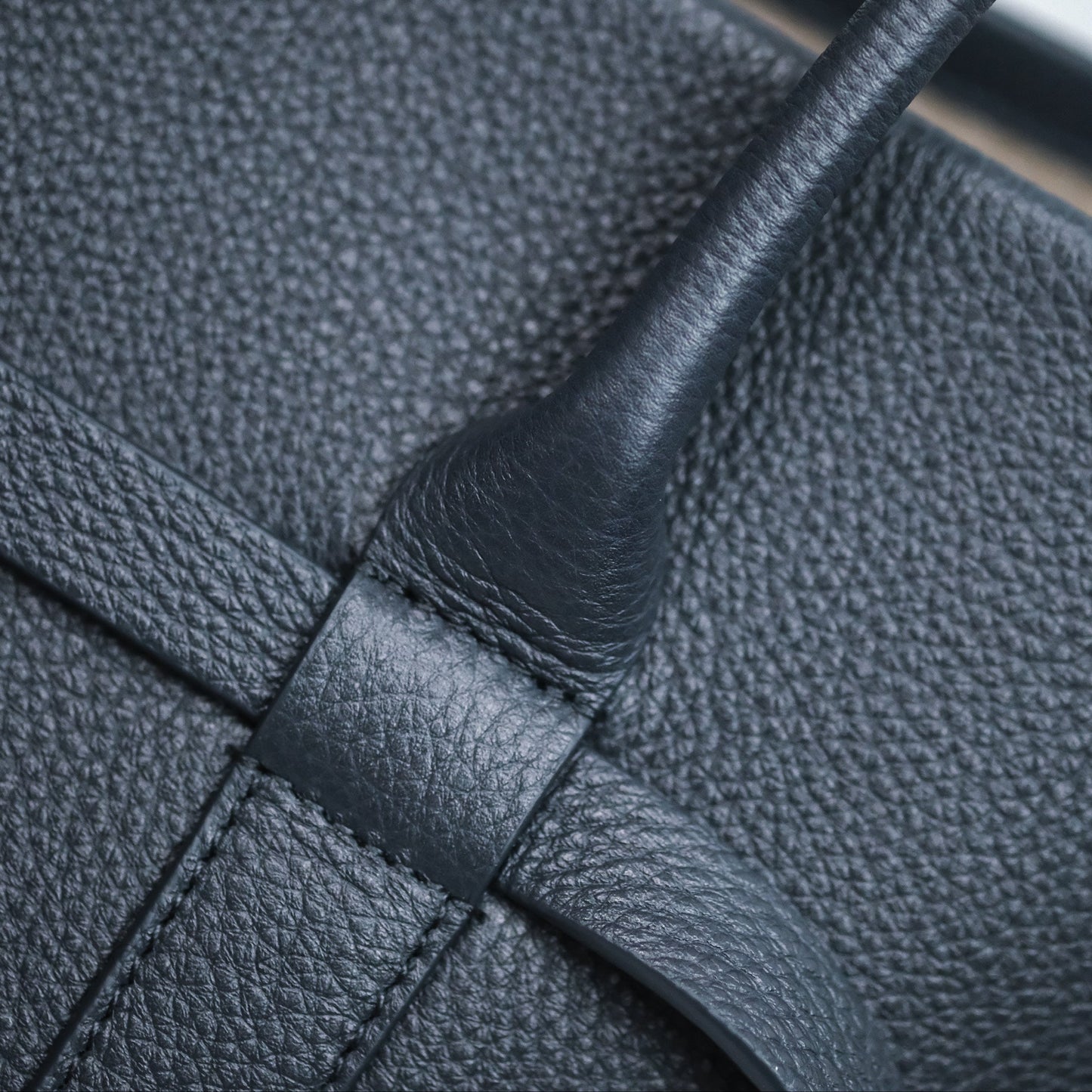 Loro Piana Ghiera Shopper Small Blue Navy Calfskin Sun Gold Hardware