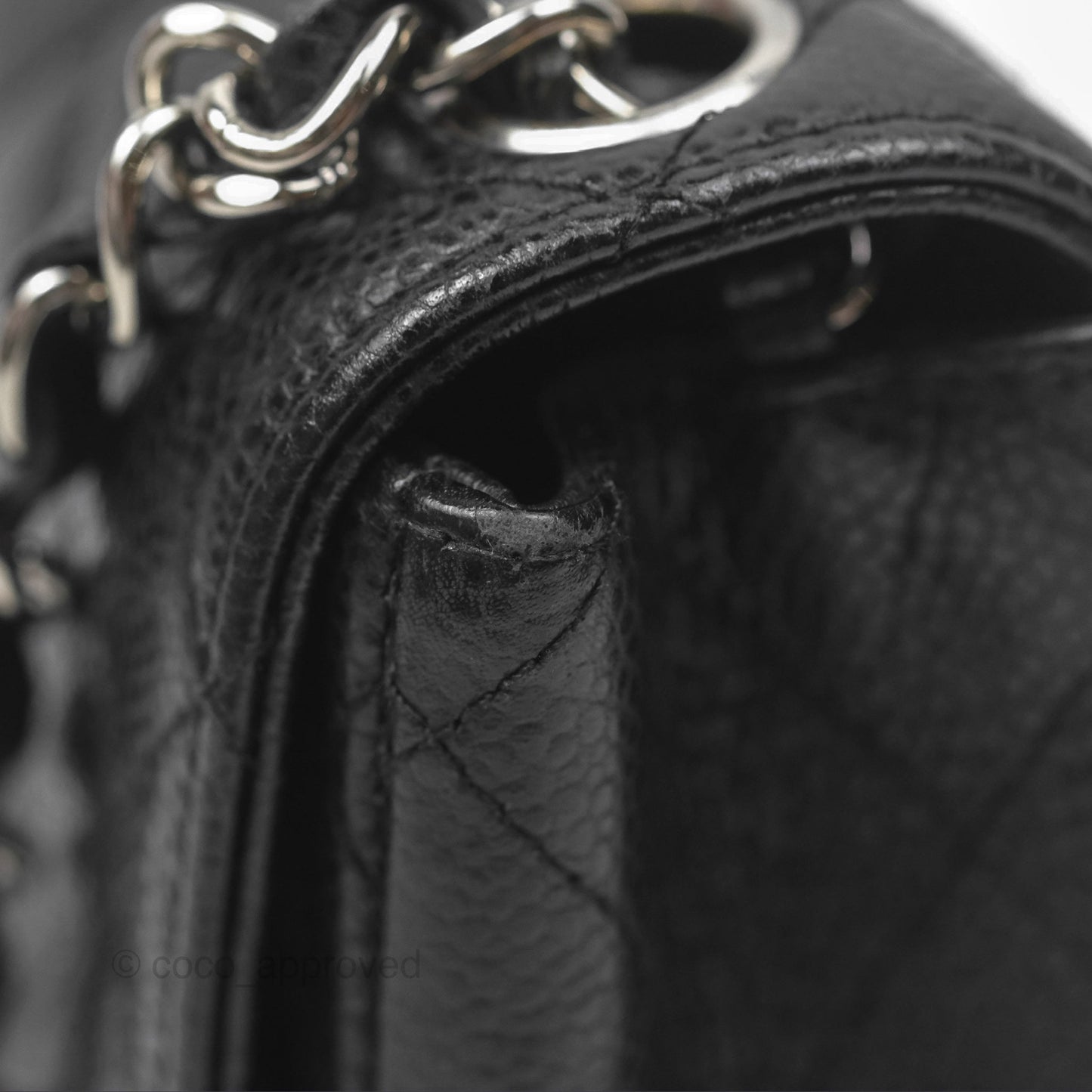 Chanel Mini Square Flap Quilted Black Caviar Silver Hardware