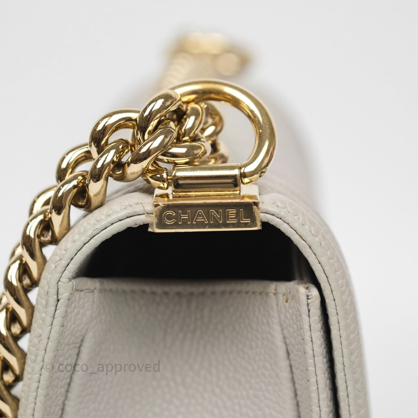 Chanel Medium Boy Quilted Grey Caviar Gold Hardware