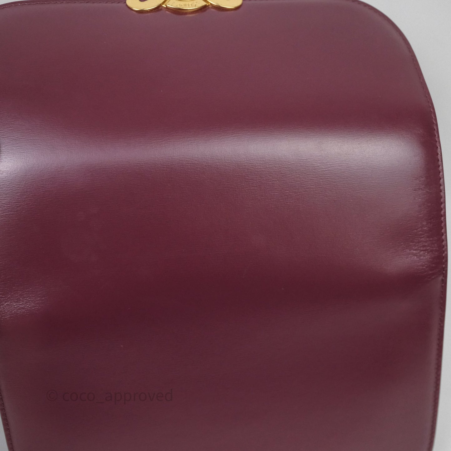 Celine Medium Triomphe Acai Burgundy Shiny Calfskin Gold Hardware