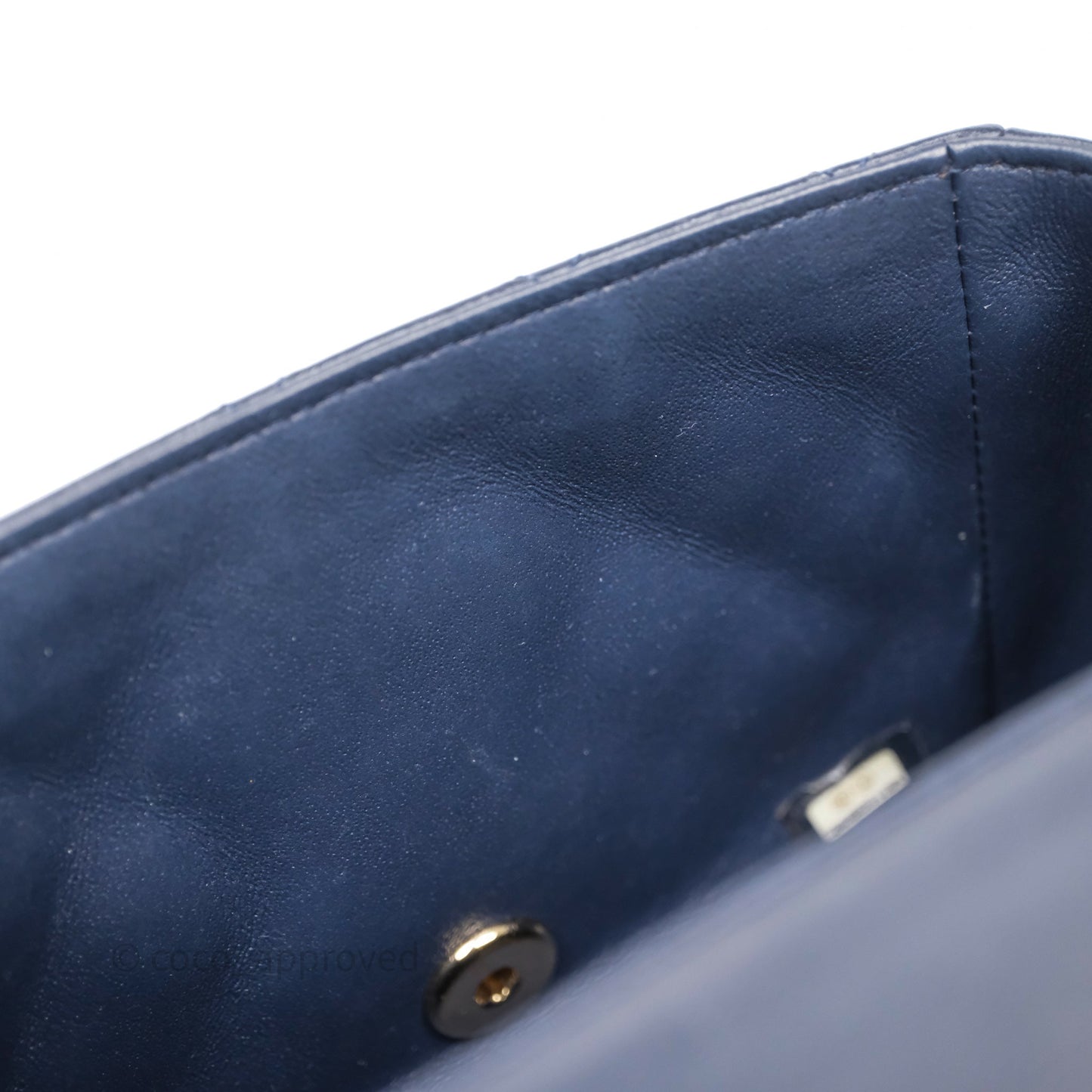 Chanel Mini Square Flap Quilted Navy Lambskin Gold Hardware