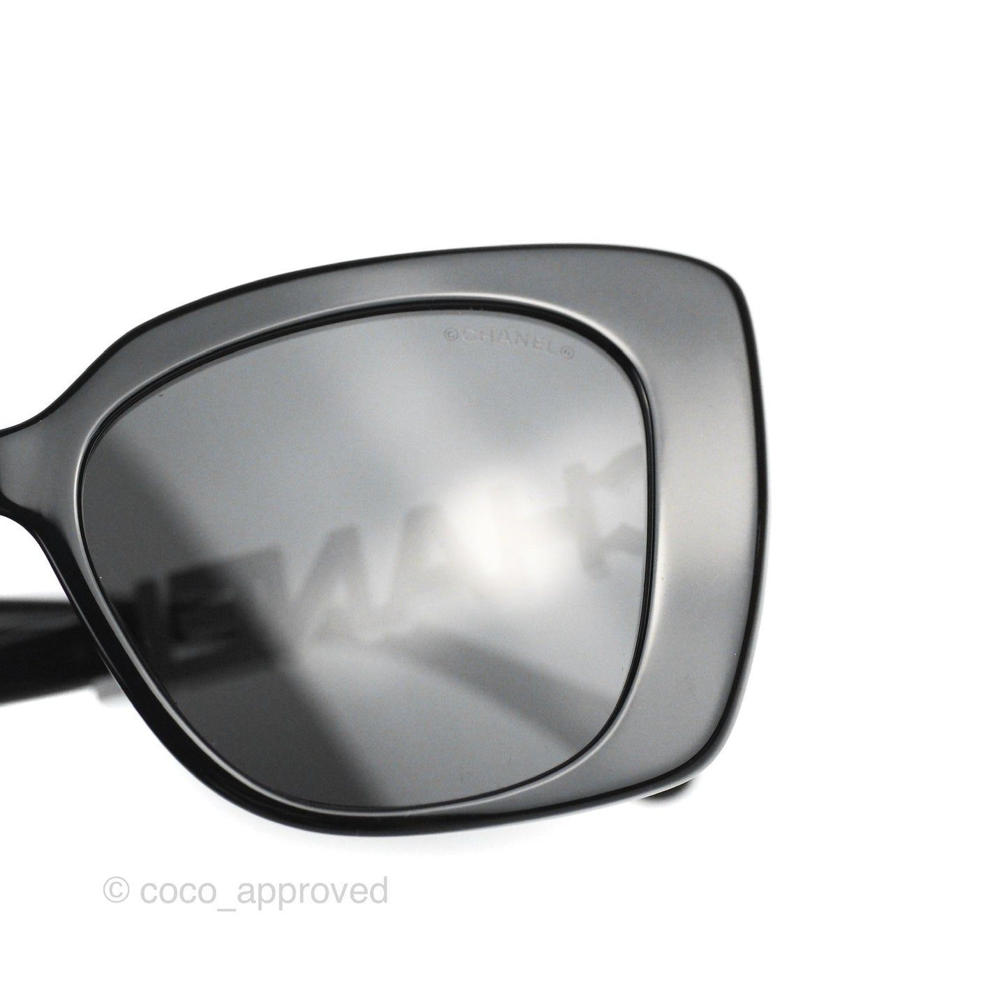 Chanel Acetate Strass Square Polarized Sunglasses Black/White