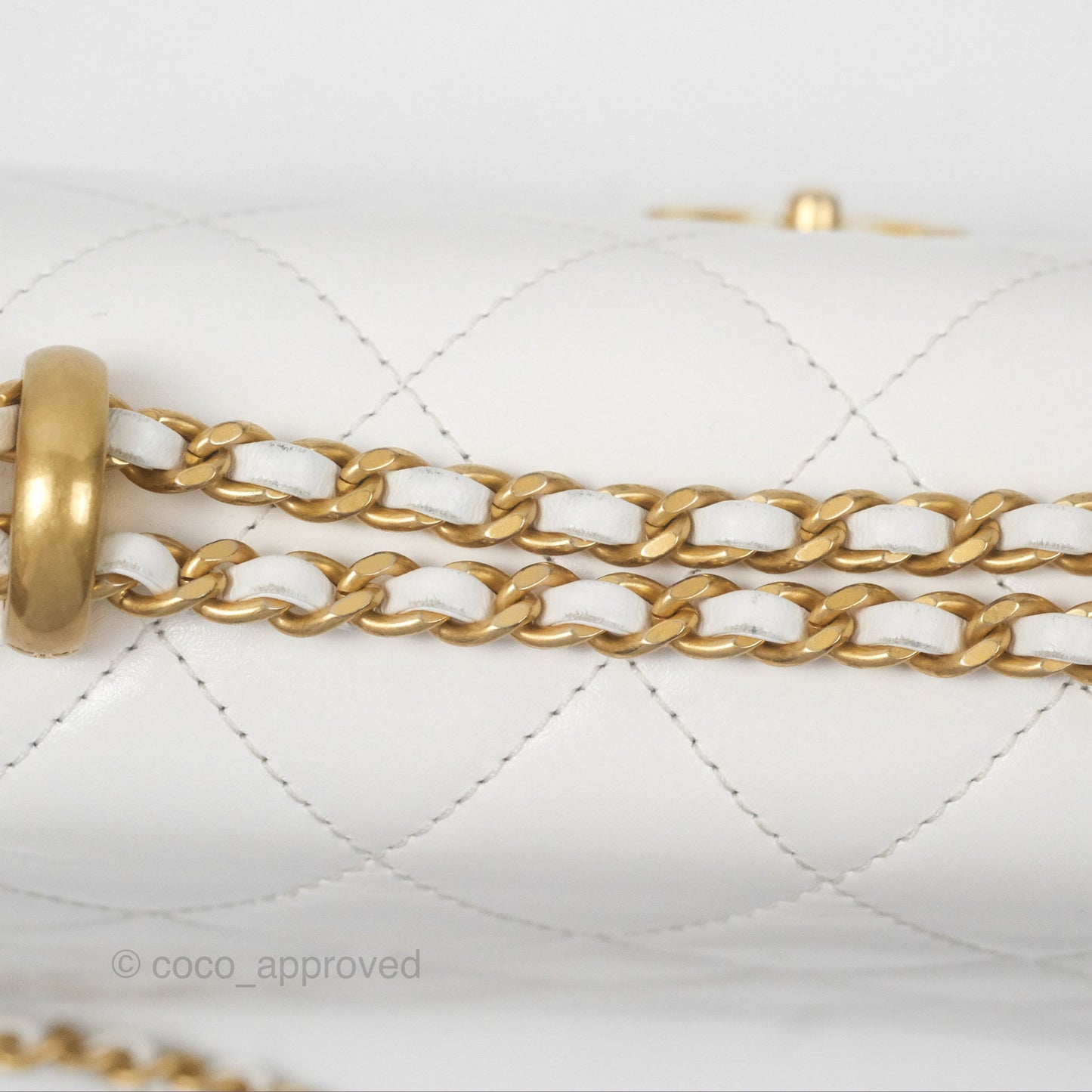 Chanel Quilted Mini Perfect Fit Adjustable White Calfskin Gold Hardware 24C