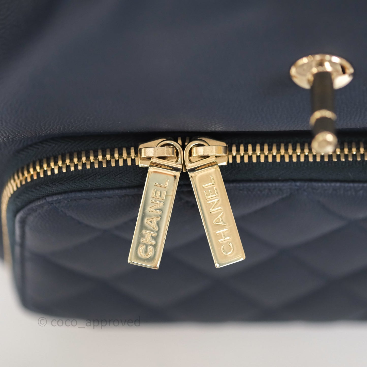 Chanel Quilted Business Affinity Backpack Navy Caviar Gold Hardware