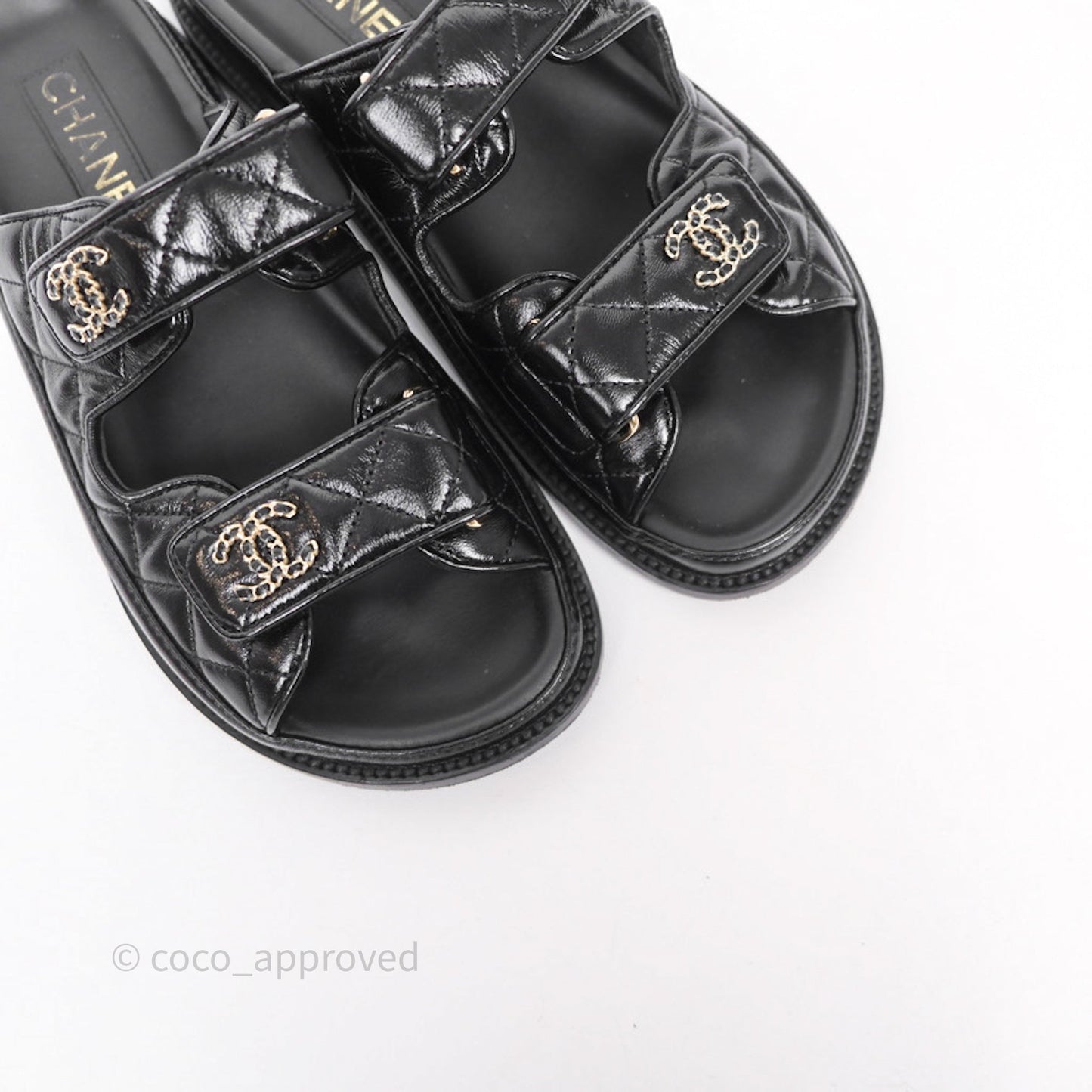 Chanel CC Black Sandals Size 36.5