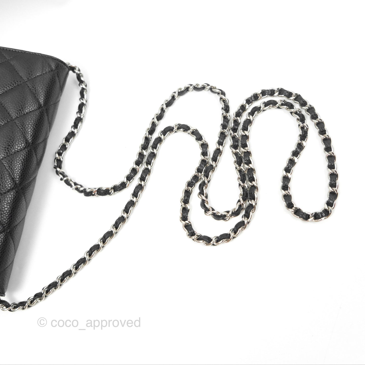 Chanel Quilted Classic Wallet On Chain WOC Black Caviar Silver Hardware