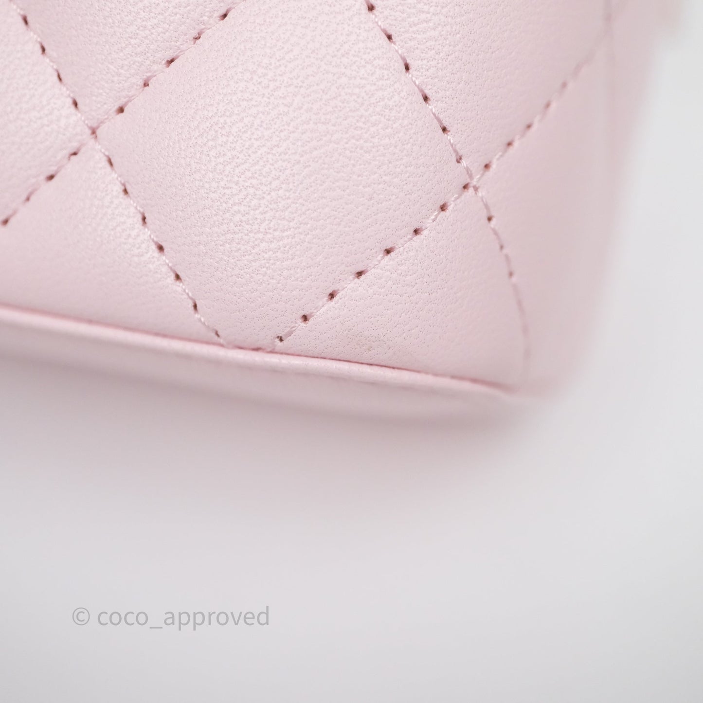 Chanel Mini Top Handle Vanity With Chain Pink Lambskin Gold Hardware