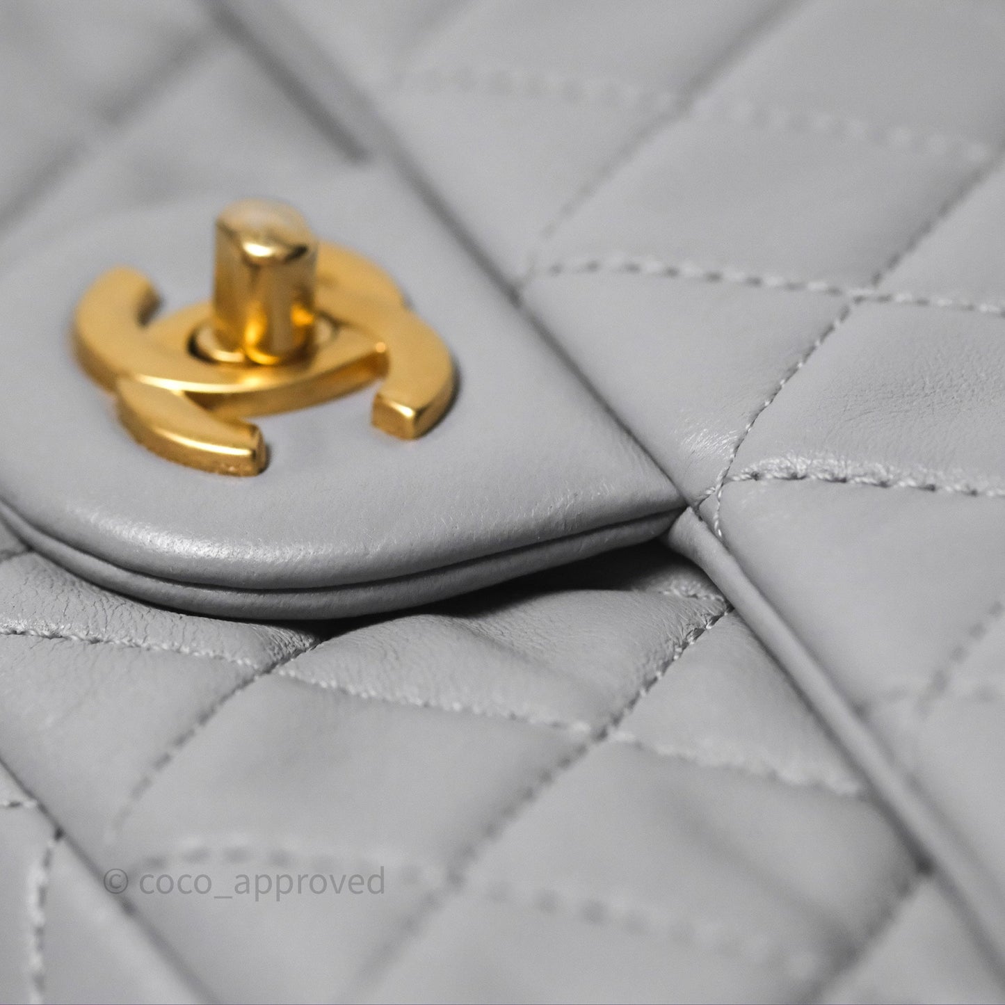 Chanel Pearl Crush Mini Rectangular Quilted Grey Lambskin Aged Gold Hardware