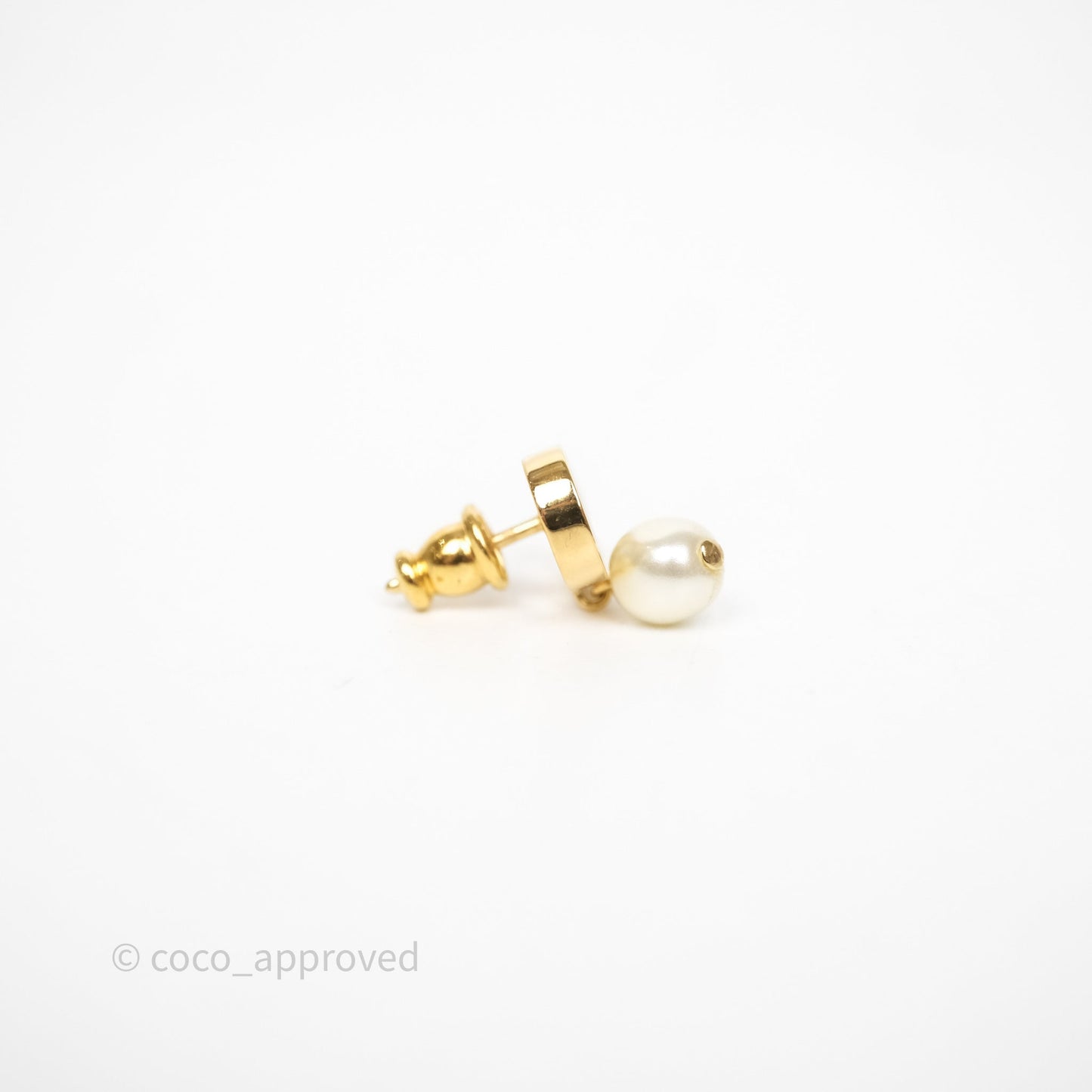 Christian Dior Petit CD Pearl Earrings Gold Tone