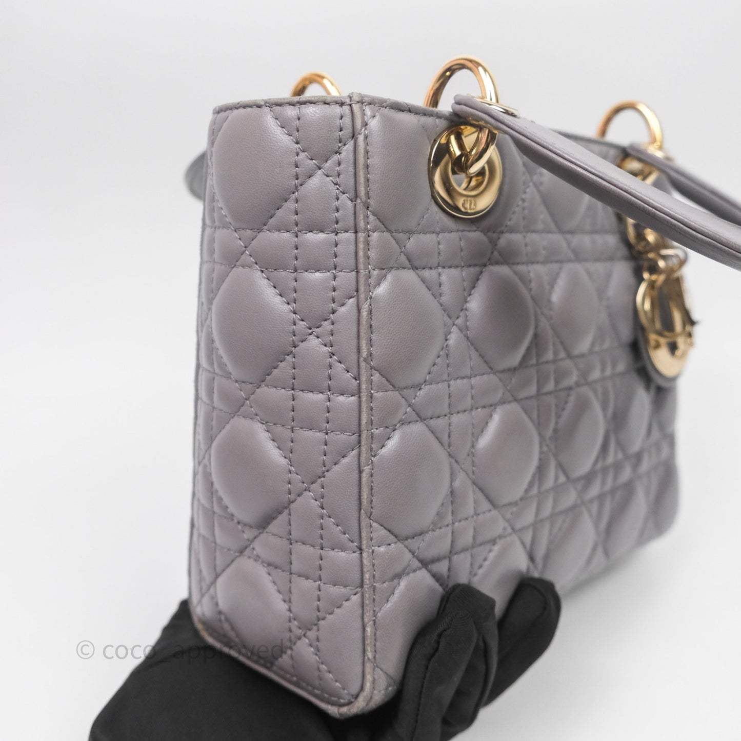 Christian Dior Small Lady Dior My ABCDior Bag Stone Gray Cannage Lambskin