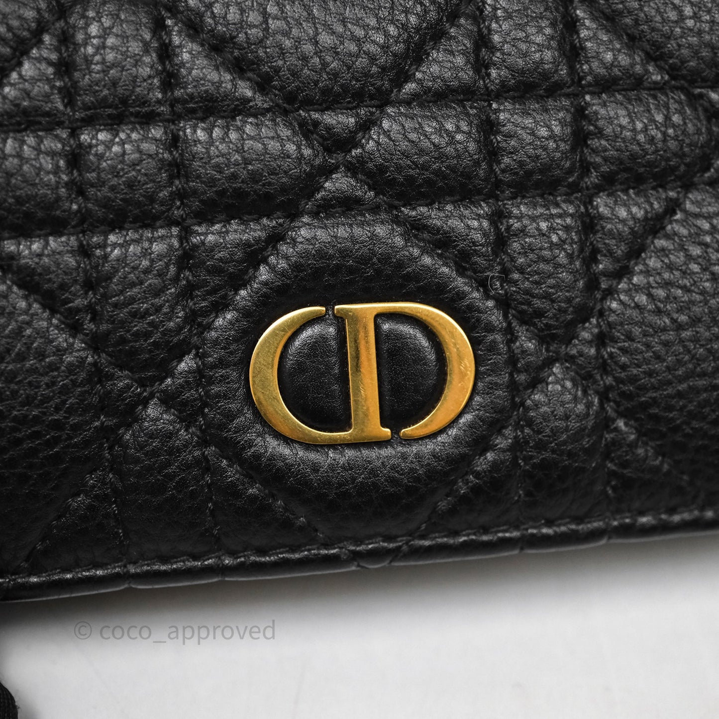 Dior Caro Glycine Wallet Black Supple Cannage Calfskin Gold Hardware