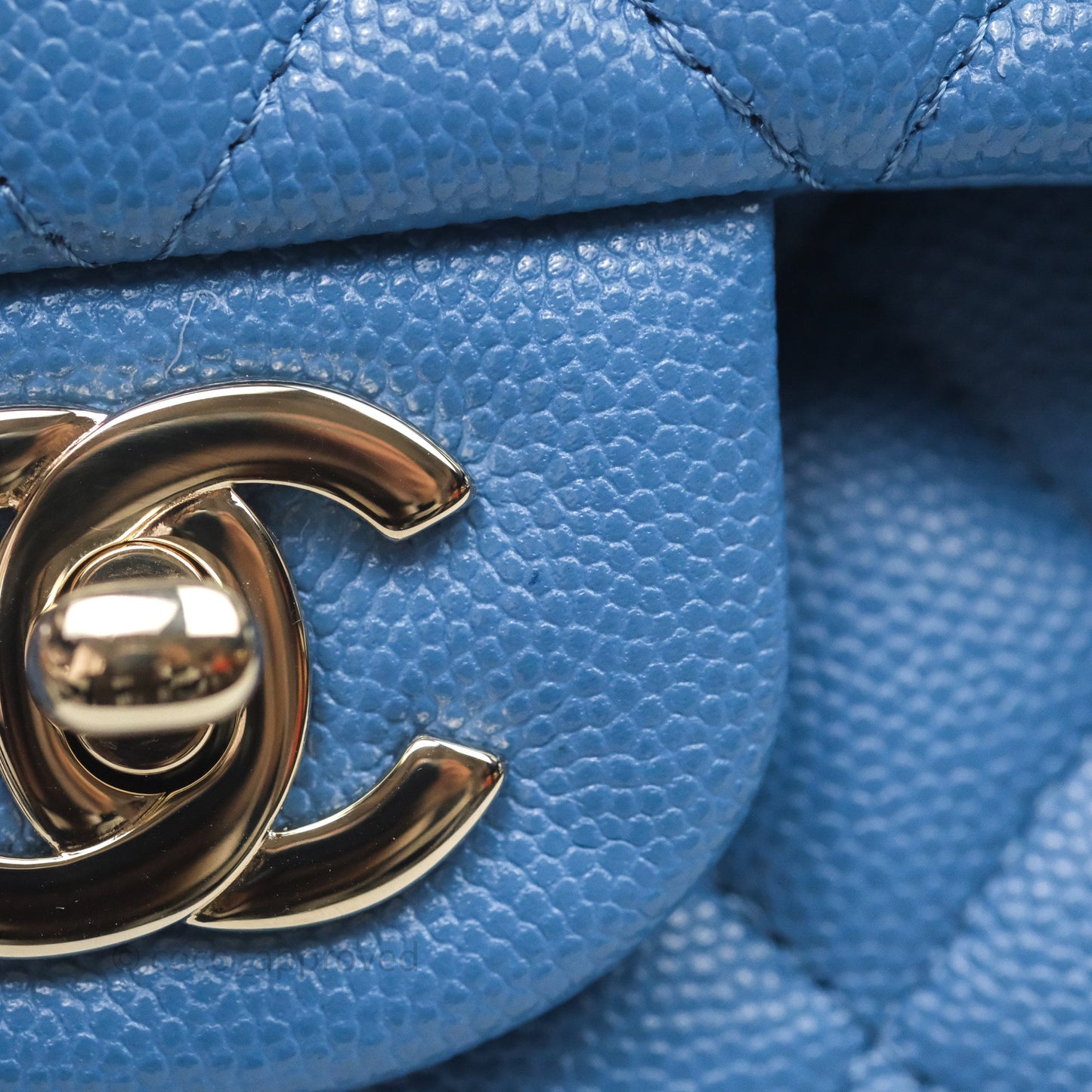 Chanel Small Classic Flap Quilted Blue Caviar Gold Hardware 20S