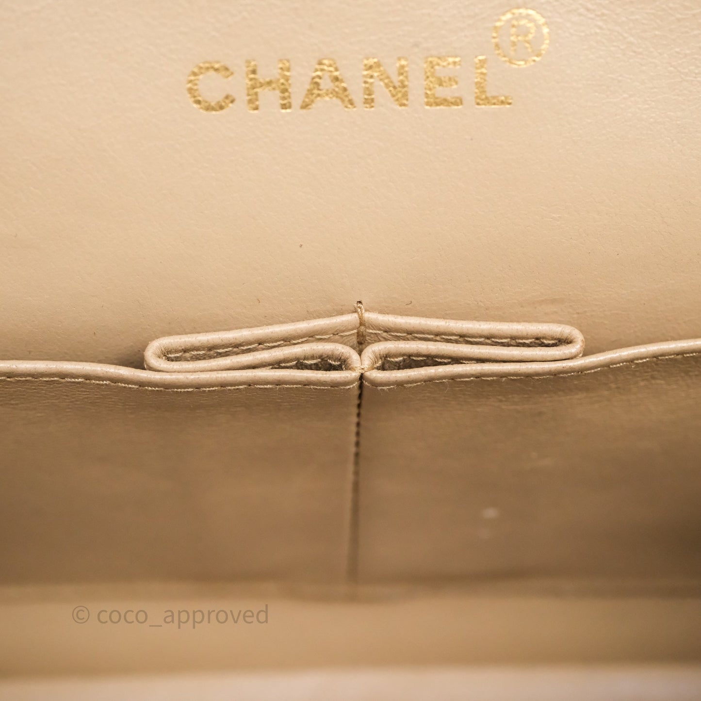 Chanel Vintage Medium Classic Flap Beige Lambskin 24K Gold Hardware