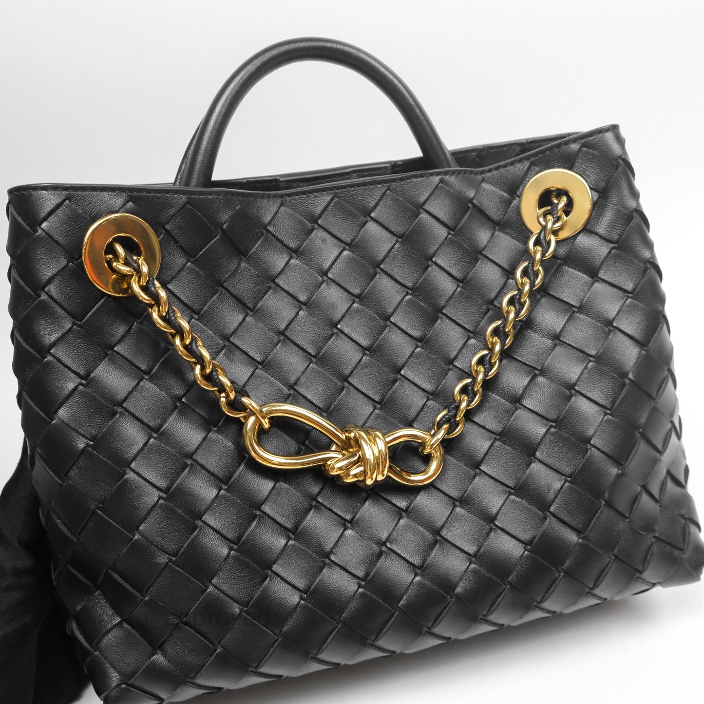 Bottega Veneta Small Andiamo Bag Black Intrecciato Lambskin