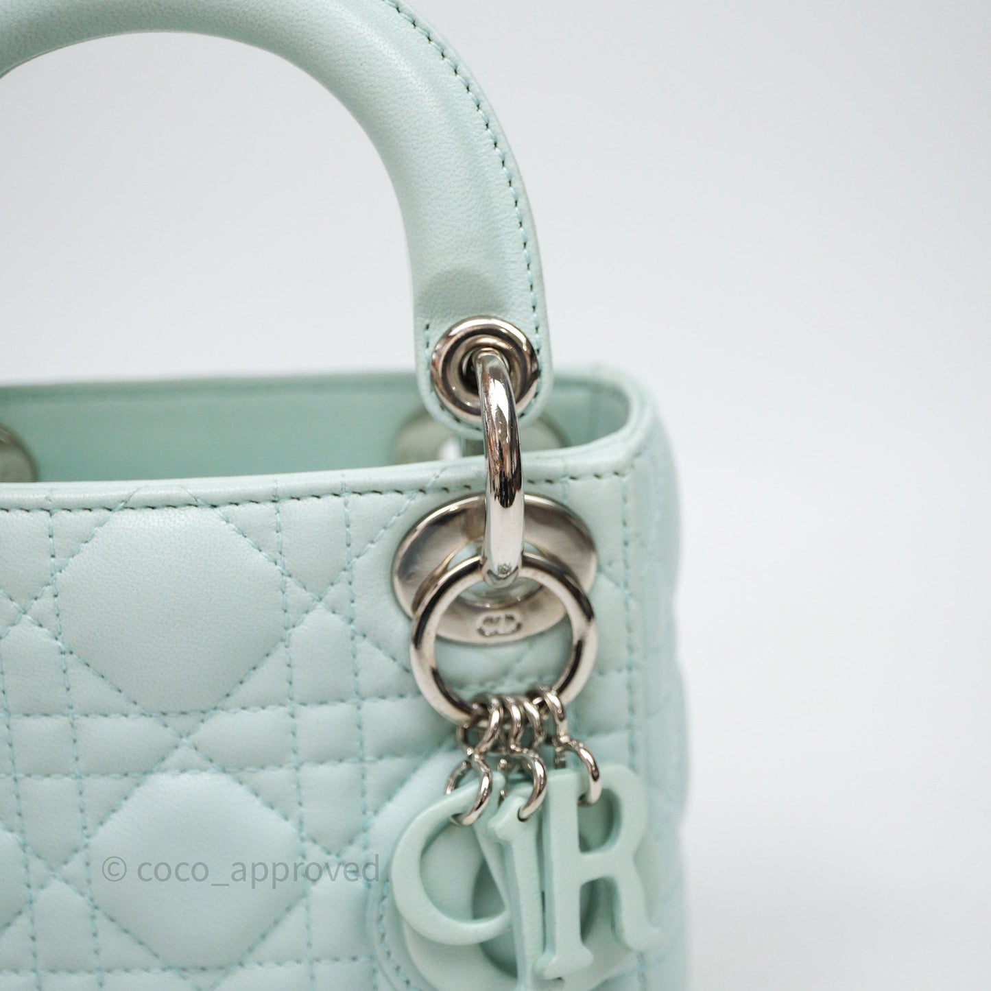 Christian Dior Mirco Lady Dior Cannage Calfskin Light Green Matte