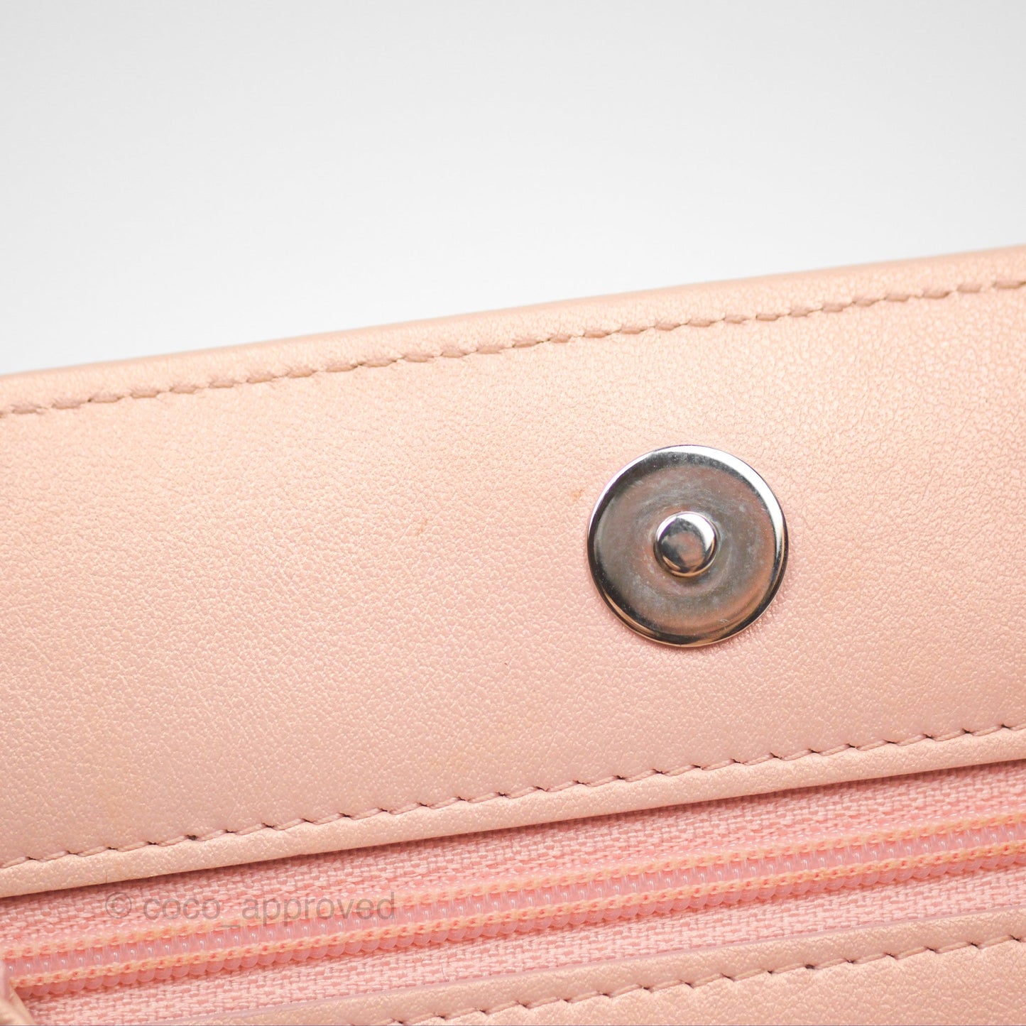 Chanel Mademoiselle Wallet On Chain WOC Chevron Iridescent Pink Caviar Silver Hardware
