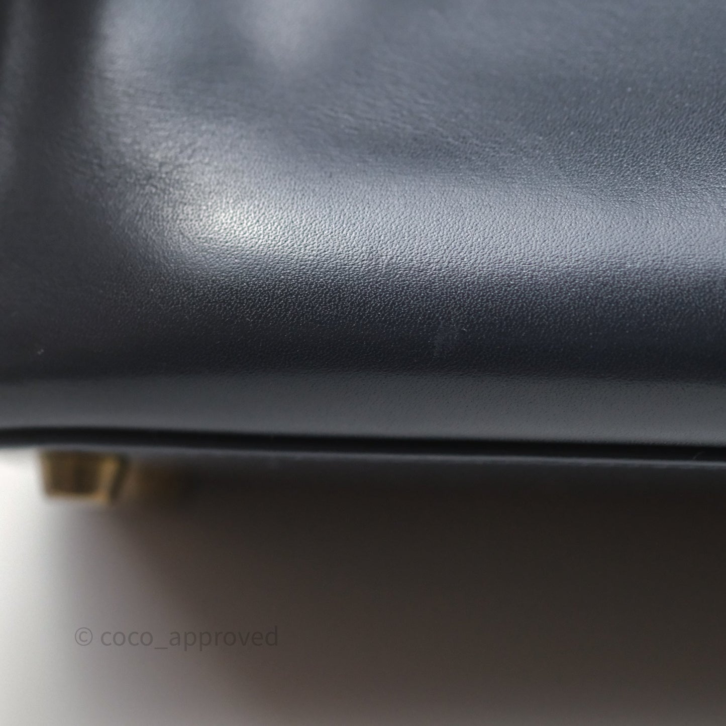 Hermès Vintage Kelly 28 Retourn Navy Box Leather Gold Hardware